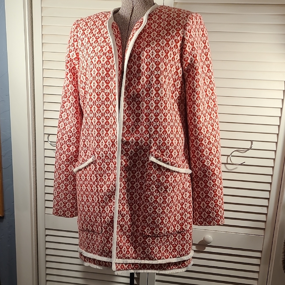 Cynthia Rowley Red and Cream Patterned Fabric